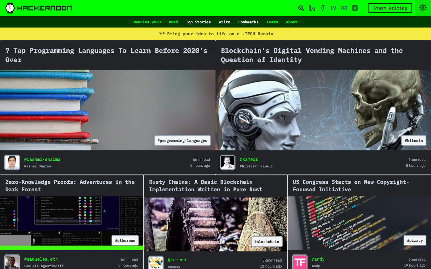 Banner ad atop hackernoon.com